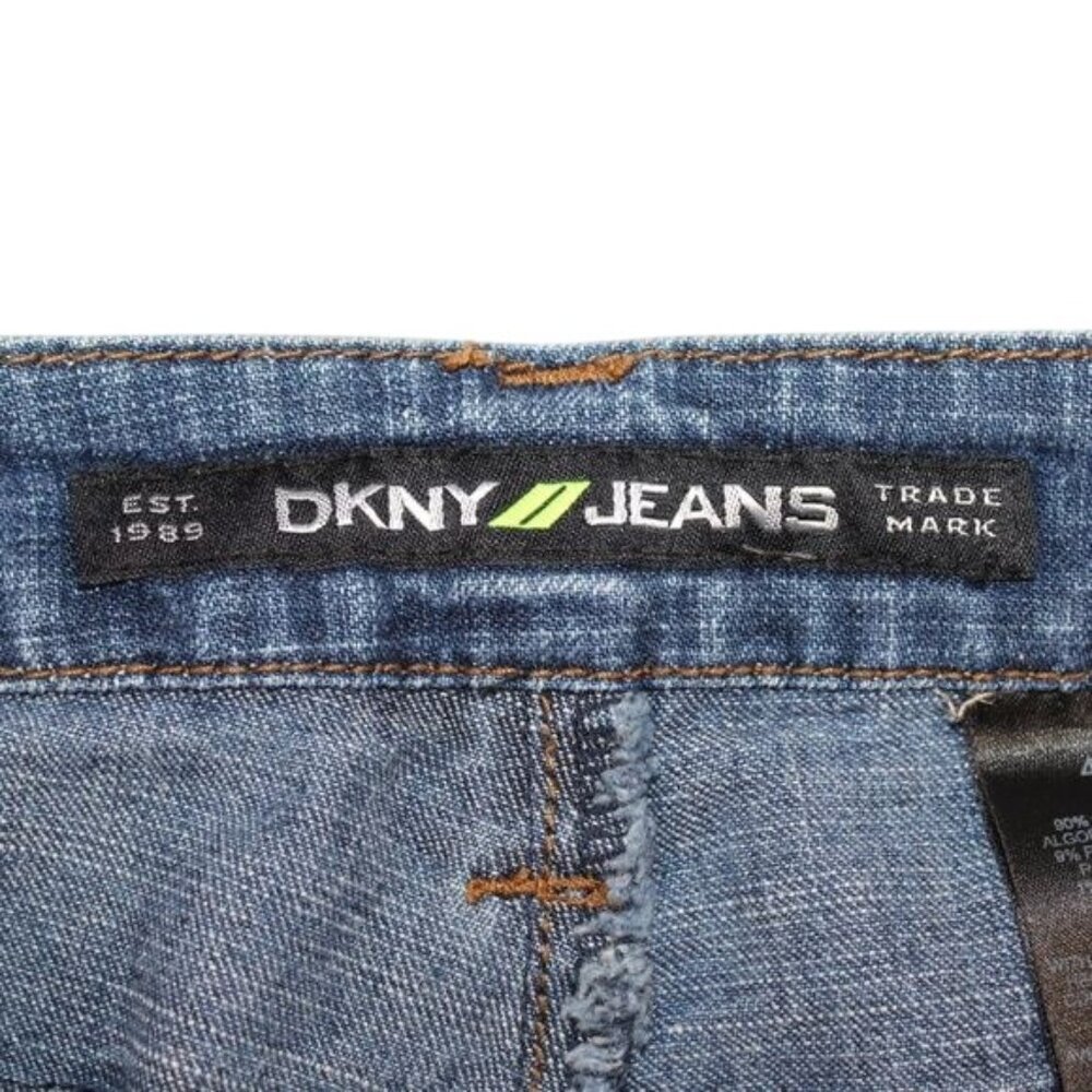 DKNY Womens Sz 4 Medium Wash Raw Edge Hem Bootcut Denim Blue Jeans - Picture 5 of 7